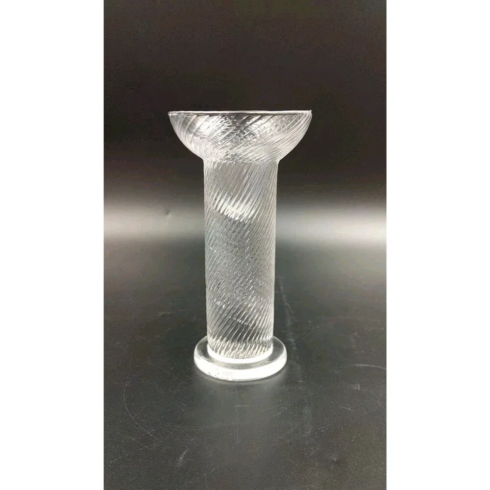 Riekes Crisa Crystal Optic Swirl Ball Taper Candle Holder Hand Blown in Italy